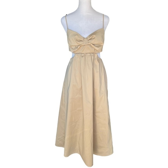 J. Crew - NWT Collection Bow Front Cutout Midi Dress in Stretch Taffeta Sz 6 - Picture 2 of 7